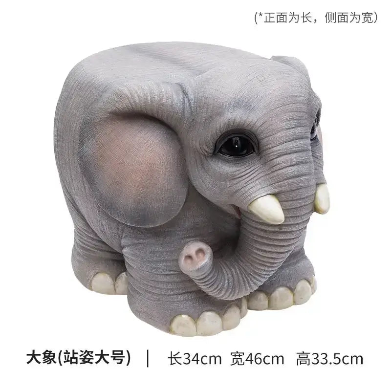 Gray baby elephant resin sculpture footstool seat living room decor