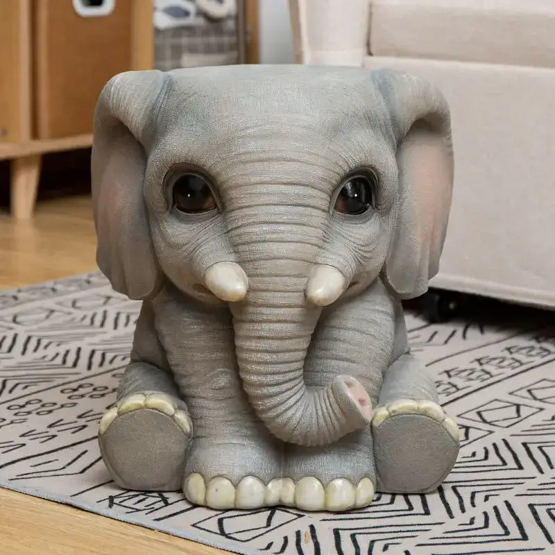 Gray baby elephant resin sculpture footstool seat living room decor