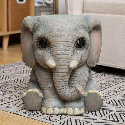 Gray baby elephant resin sculpture footstool seat living room decor