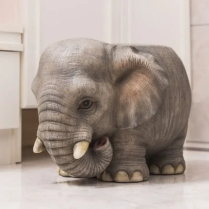 Gray baby elephant resin sculpture footstool seat living room decor