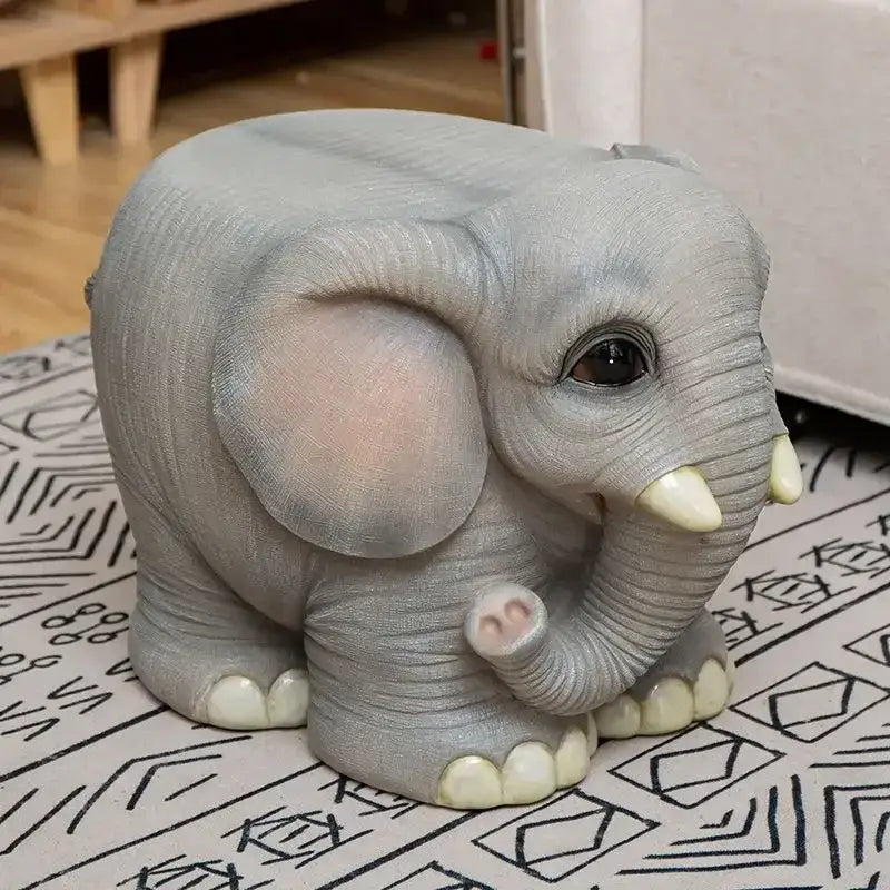 Gray baby elephant resin sculpture footstool seat living room decor
