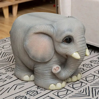 Gray baby elephant resin sculpture footstool seat living room decor