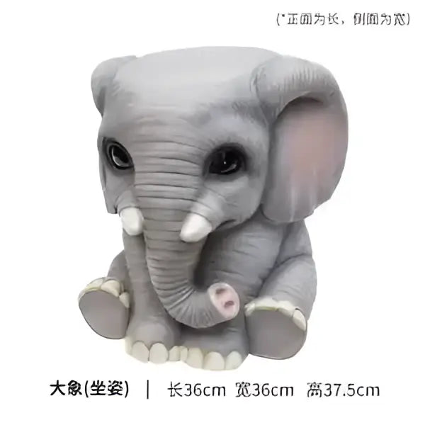 Gray baby elephant resin sculpture footstool seat living room decor