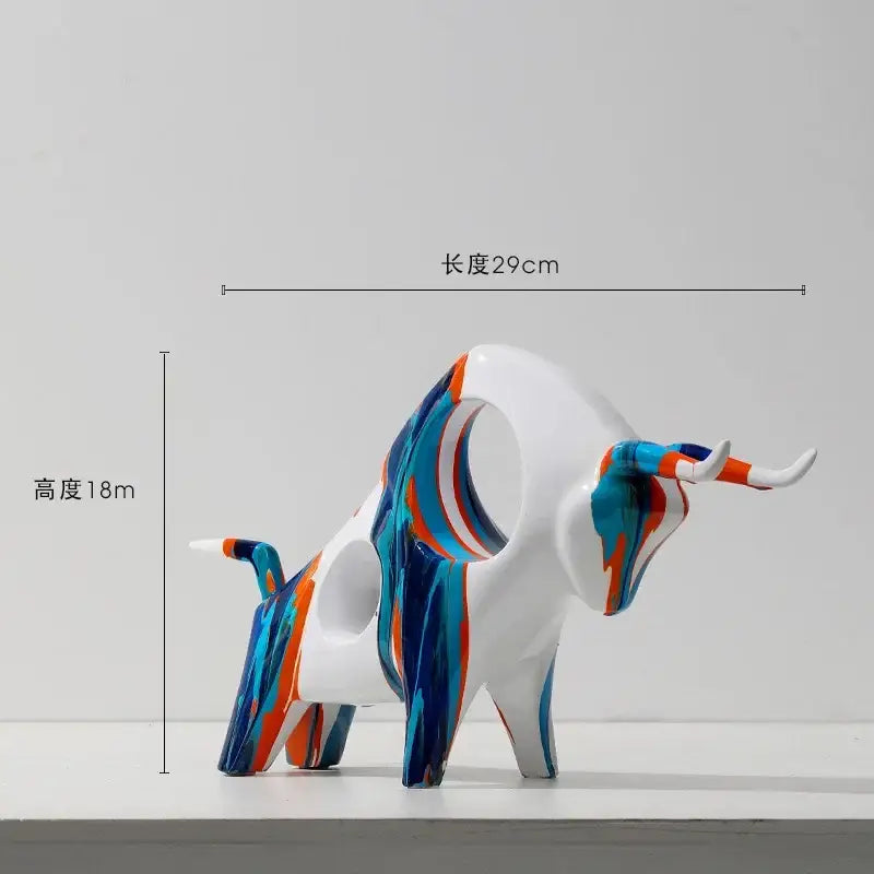 Abstract blue and orange horse animal resin statue living room decor