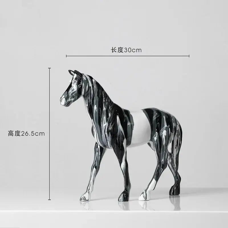 Abstract blue and orange horse animal resin statue living room decor