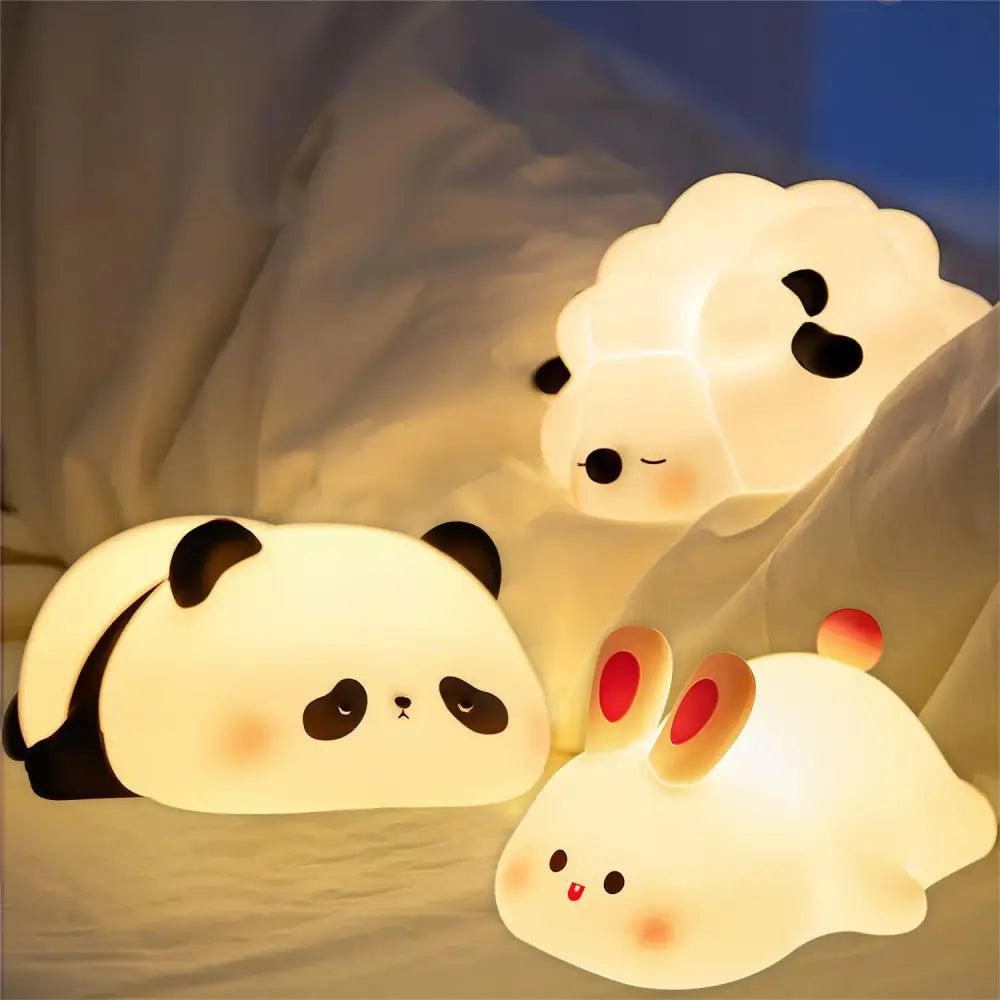 Cute panda silicone night light bedroom animal bedside lamp