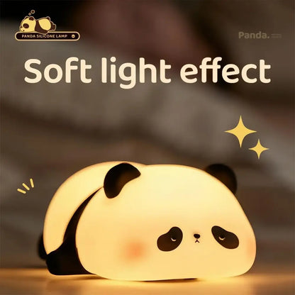 Cute panda silicone night light bedroom animal bedside lamp