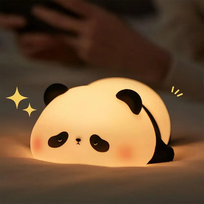 Cute panda silicone night light bedroom animal bedside lamp
