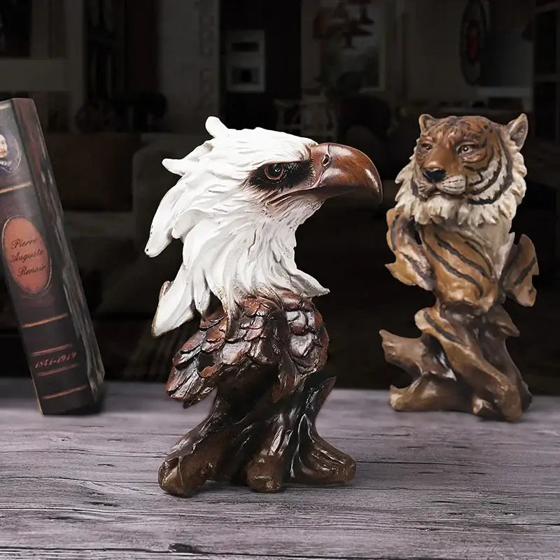 Detailed resin eagle head animal statue living room decor