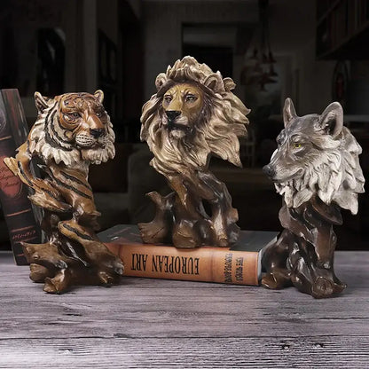 Detailed resin eagle head animal statue living room decor