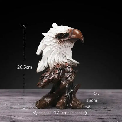 Detailed resin eagle head animal statue living room decor