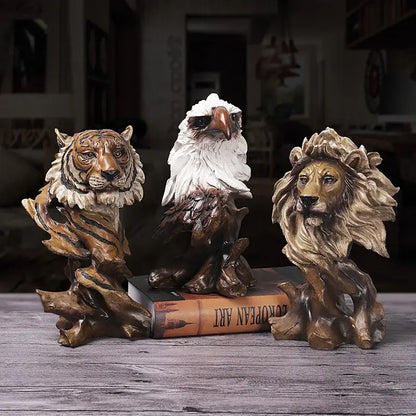 Detailed resin eagle head animal statue living room decor
