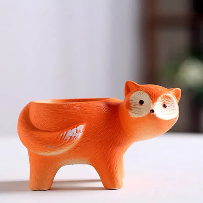 Cute pastel & orange animal vase succulent pot garden planter