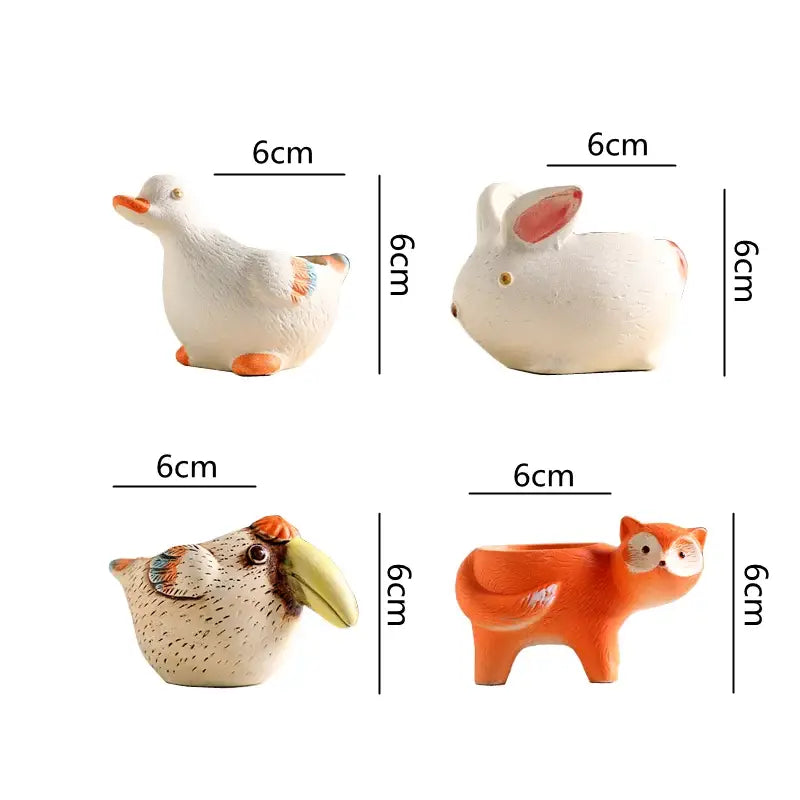 Cute pastel & orange animal vase succulent pot garden planter