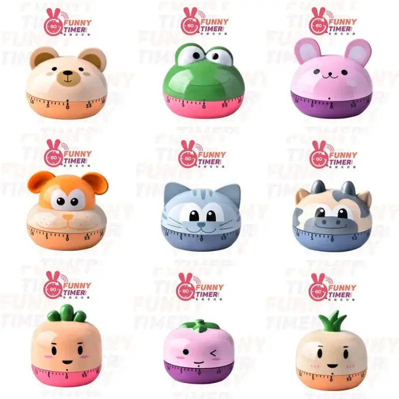 Cartoon animal vegetable shape kitchen timer 60 minute countdown
