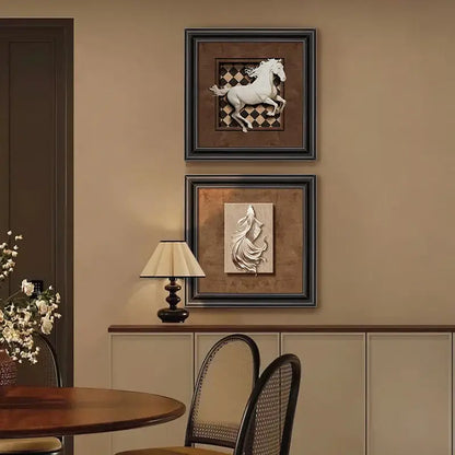 Modern 3d white and black animal wall decor frame set bedroom art
