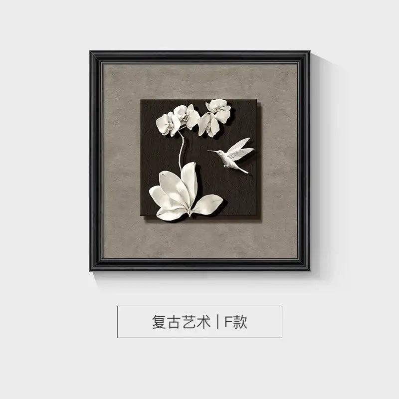 Modern 3d white and black animal wall decor frame set bedroom art