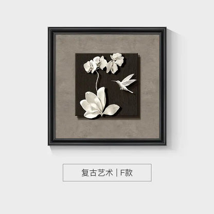 Modern 3d white and black animal wall decor frame set bedroom art
