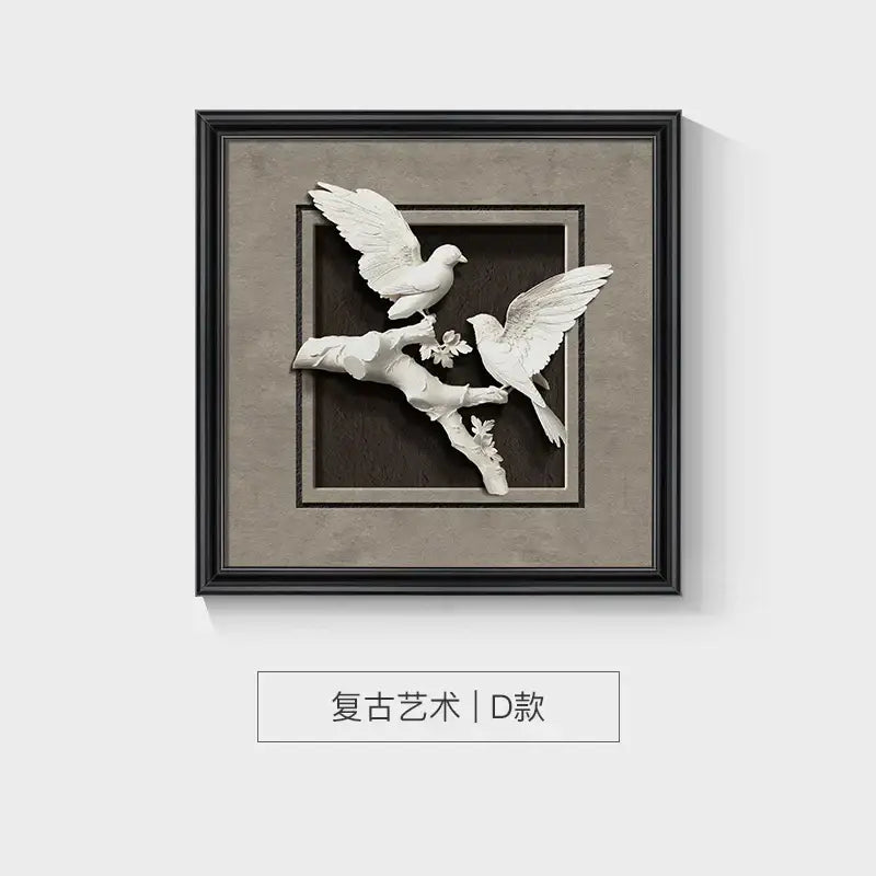 Modern 3d white and black animal wall decor frame set bedroom art