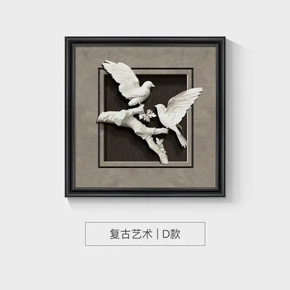 Modern 3d white and black animal wall decor frame set bedroom art