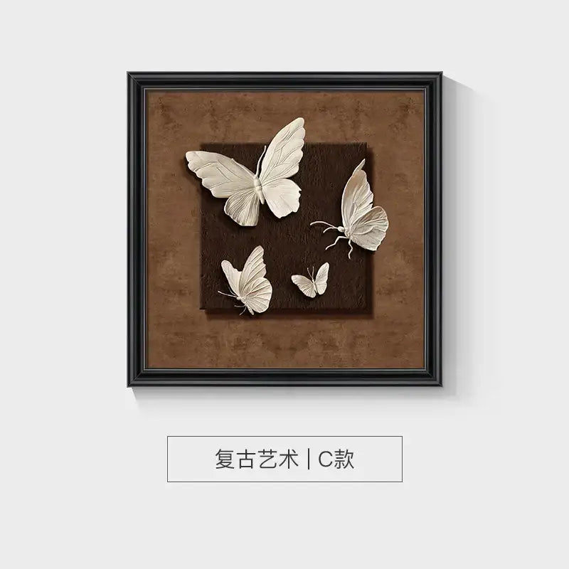 Modern 3d white and black animal wall decor frame set bedroom art