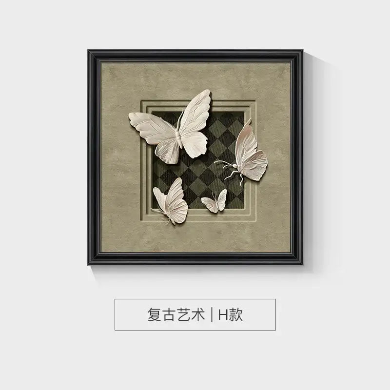 Modern 3d white and black animal wall decor frame set bedroom art