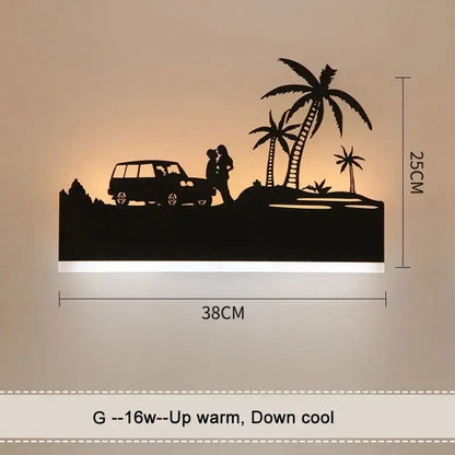 Black metal elephant silhouette animal wall lamps for living room