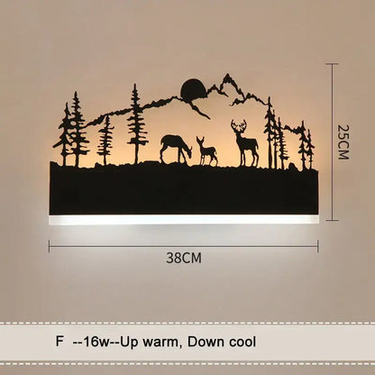 Black metal elephant silhouette animal wall lamps for living room