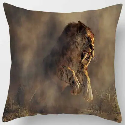 animals world tiger lion pillow case living room set