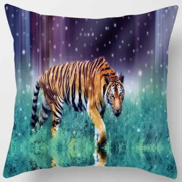 animals world tiger lion pillow case living room set