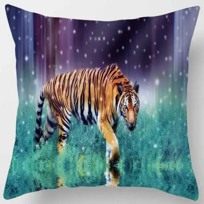 animals world tiger lion pillow case living room set