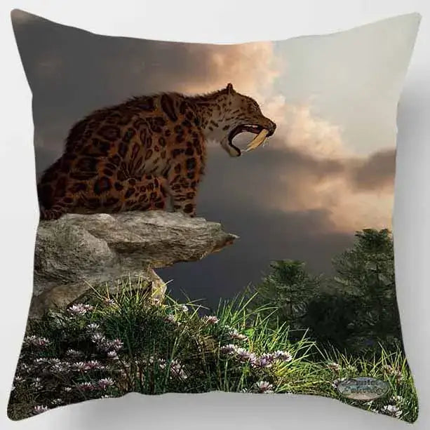 animals world tiger lion pillow case living room set