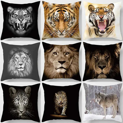 animals world tiger lion pillow case living room set