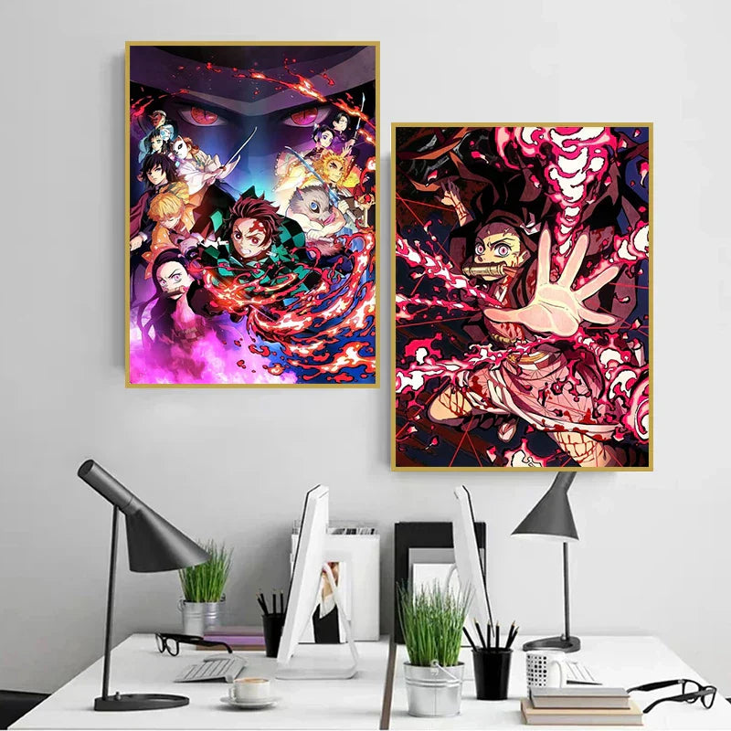 DecorBites™ "Anime Demon Slayer Character Posters, Canvas Wall Art"