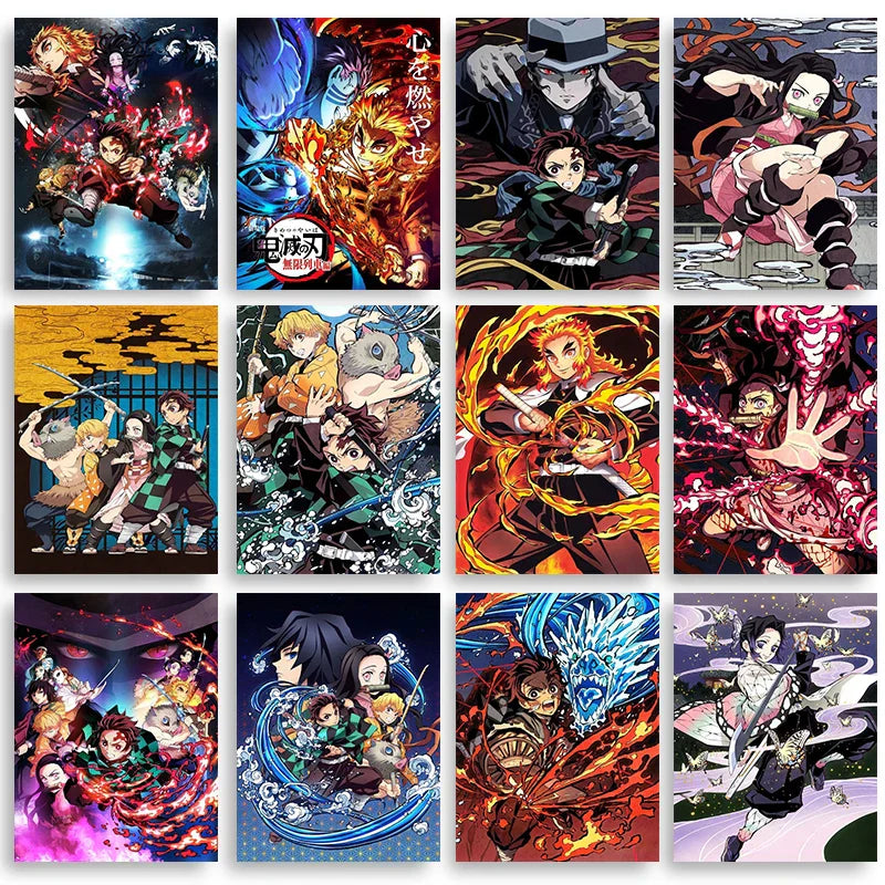 DecorBites™ "Anime Demon Slayer Character Posters, Canvas Wall Art"