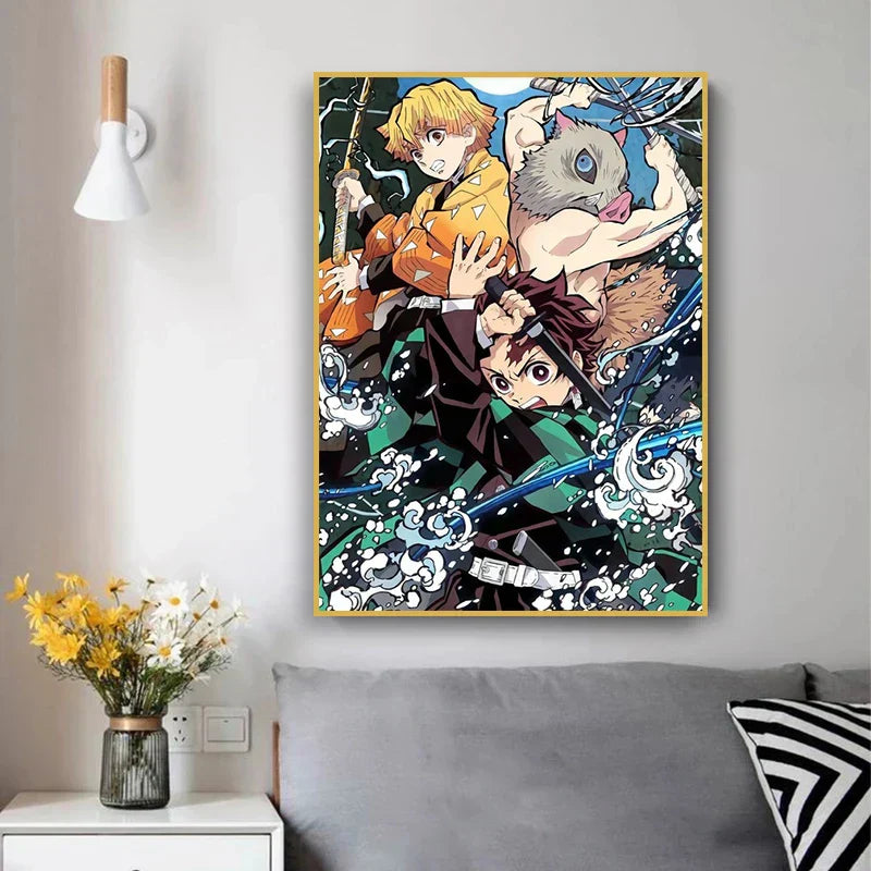DecorBites™ "Anime Demon Slayer Character Posters, Canvas Wall Art"