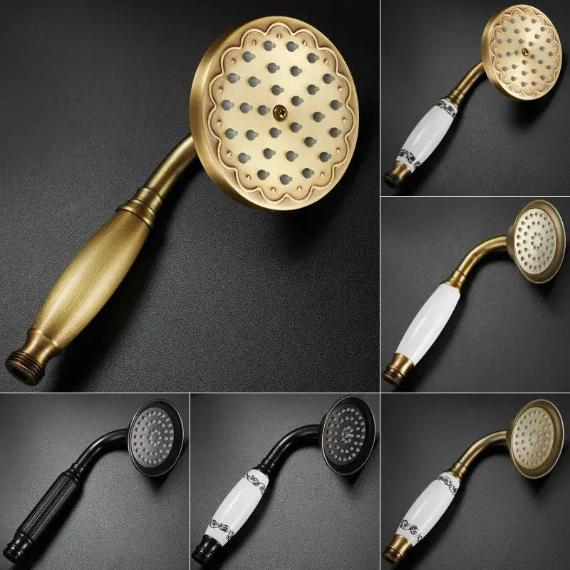 Antique brass scalloped handheld shower head bathroom handheld nozzle