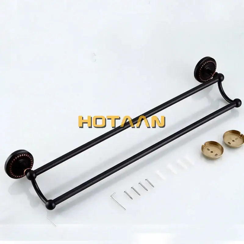 Antique black brass double towel bar bathroom rack