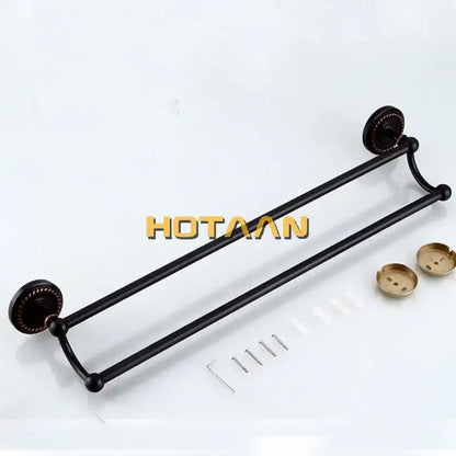 Antique black brass double towel bar bathroom rack