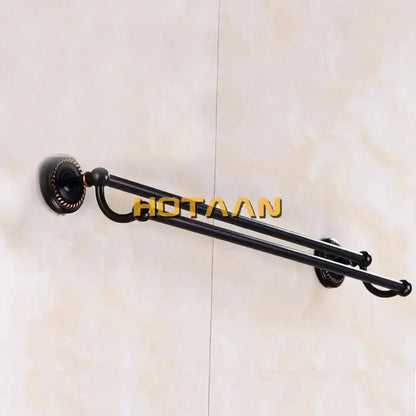 Antique black brass double towel bar bathroom rack