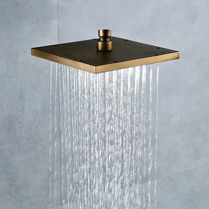 Antique brass square rainfall shower head bathroom fixture