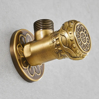 Antique brass embossed angle stop valve bathroom faucet accessory
