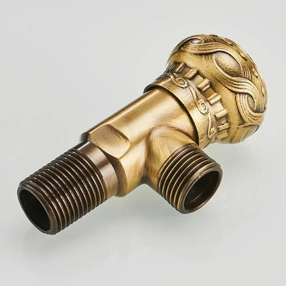Antique brass embossed angle stop valve bathroom faucet accessory