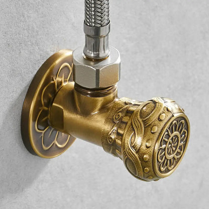 Antique brass embossed angle stop valve bathroom faucet accessory