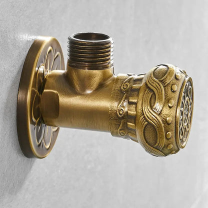 Antique brass embossed angle stop valve bathroom faucet accessory