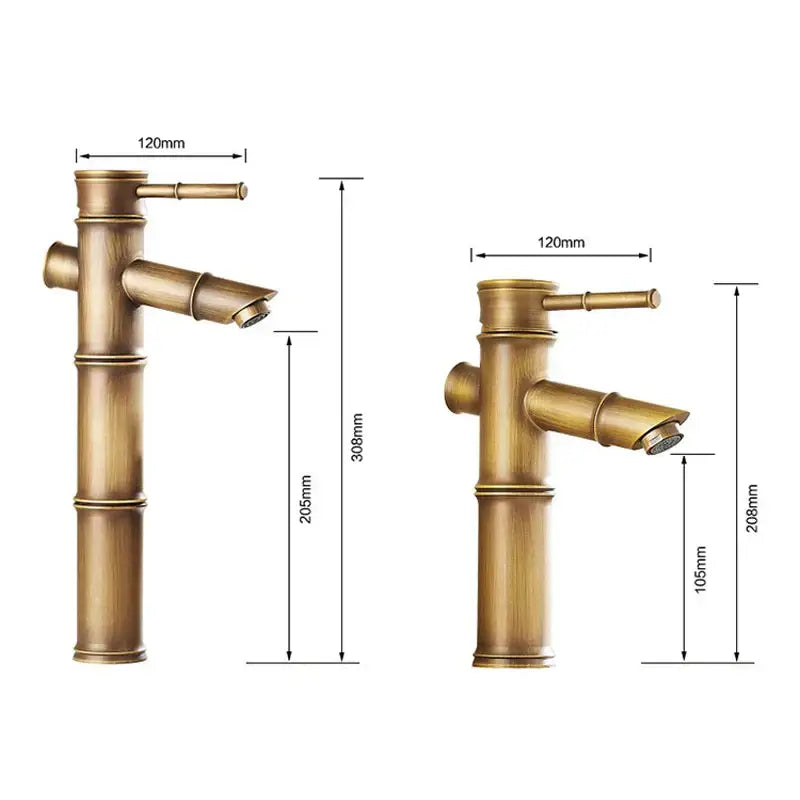Antique brass bamboo basin faucet bathroom single handle tap