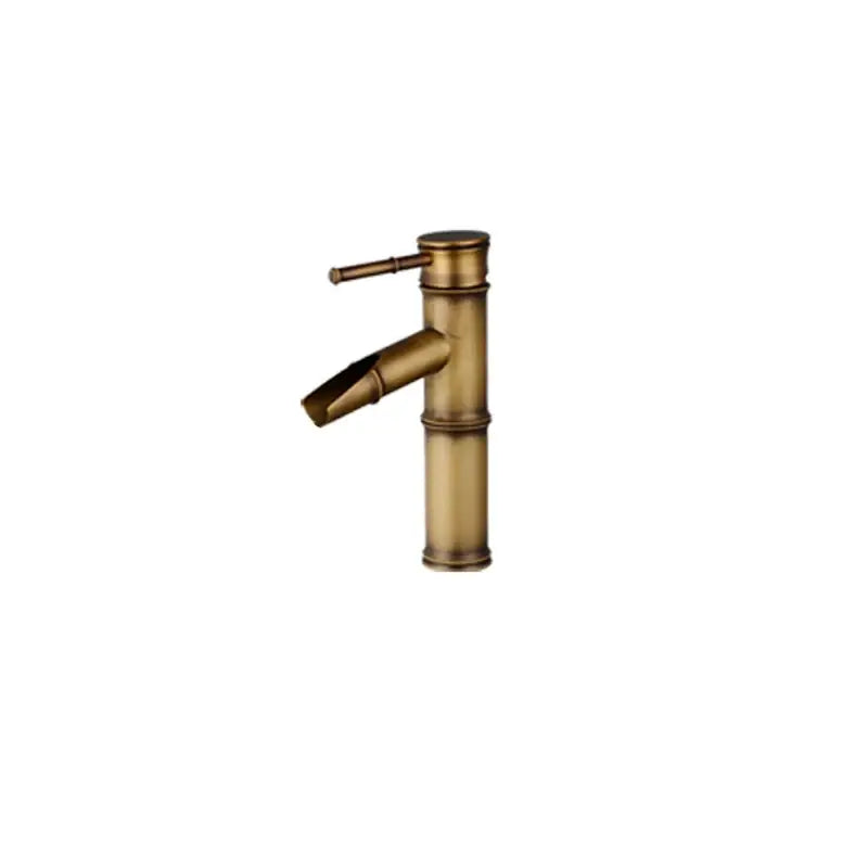 Antique brass bamboo basin faucet bathroom single handle tap