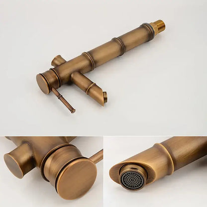 Antique brass bamboo basin faucet bathroom single handle tap