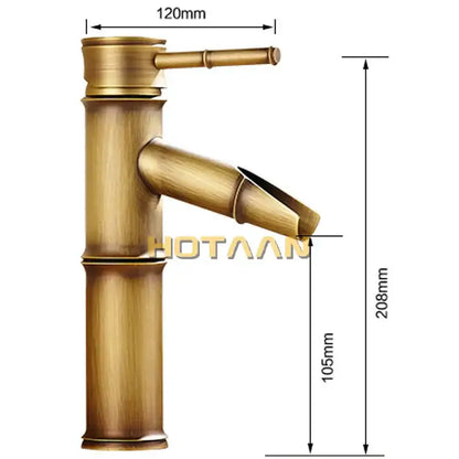 Antique brass bamboo single handle basin faucet bathroom fixture