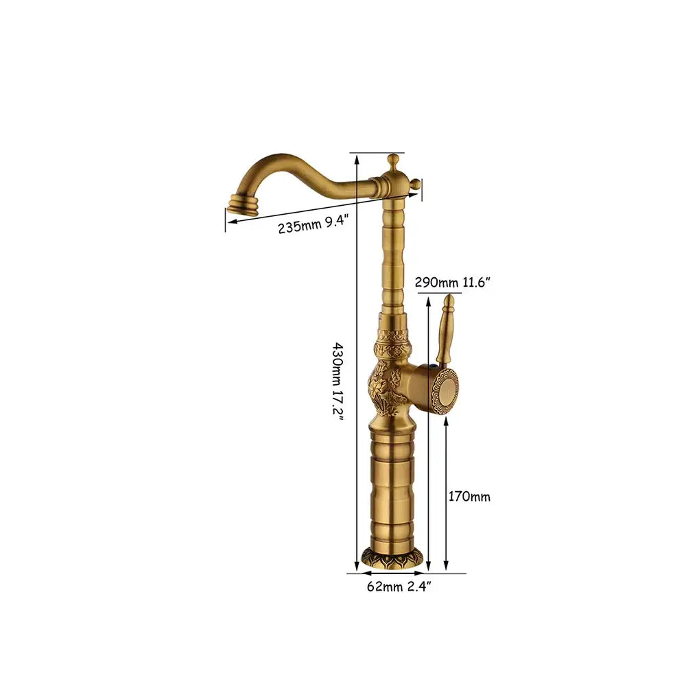 Antique brass floral basin faucet kitchen art design mixer tap